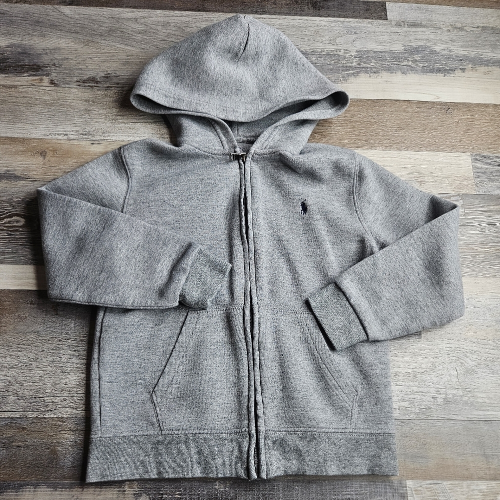 Polo Ralph Lauren Youth Full Zip Hoodie Grey Size 7 - Picture 1 of 5